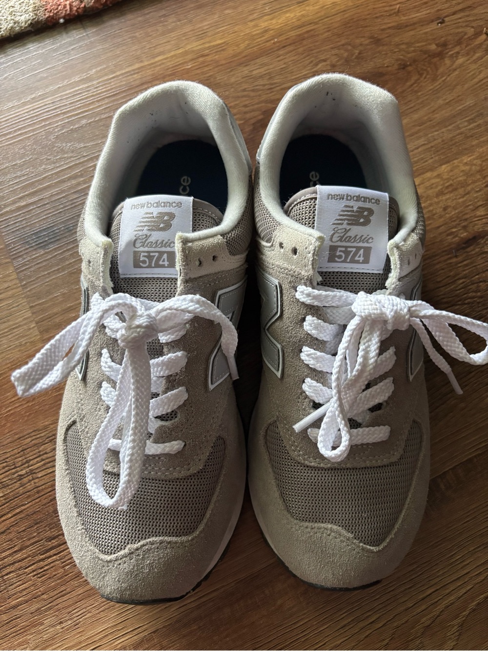 New Balance 574 Classic Sneakers in Beige and White